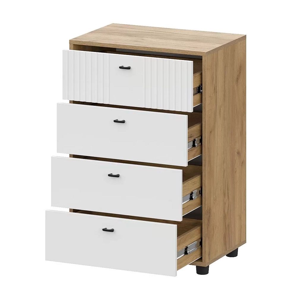 Комод Милан 601х886х401 мм 4 ящика Дуб Золотой/Белый матовый