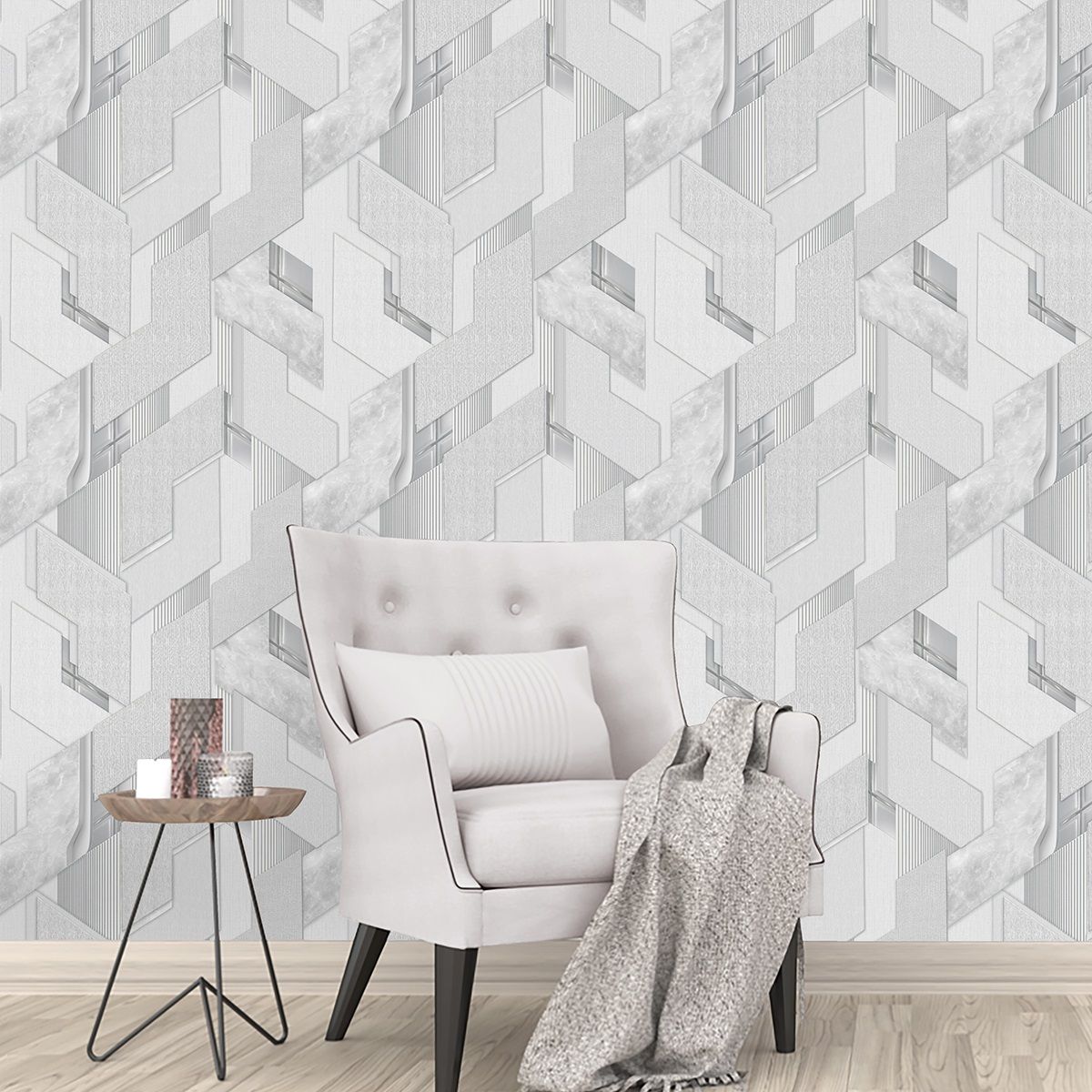 Обои TM Decolor Фьюжн-Н С6 Д986 гр 5 06 серые геометрия 0,53х10,05 м