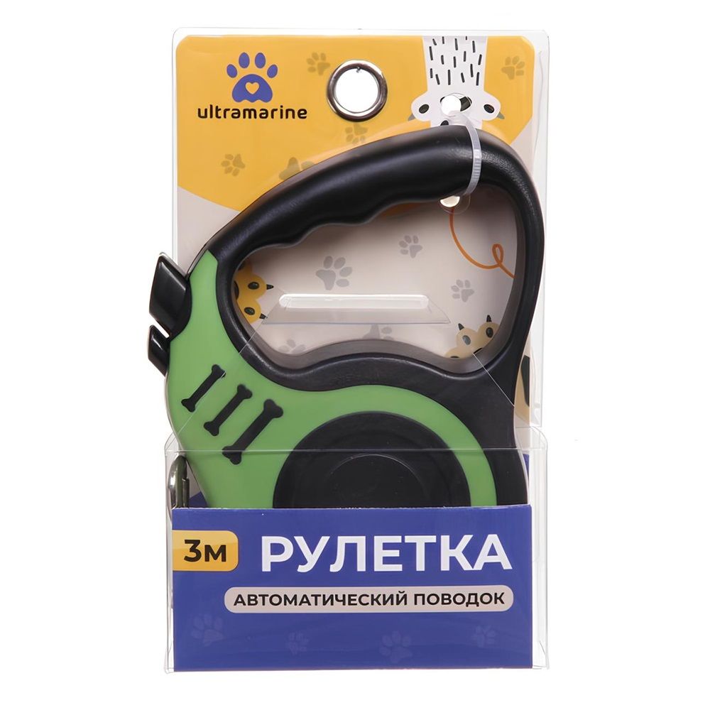 Поводок-рулетка для собак Дог 3 м до 15 кг зеленый Ultramarine