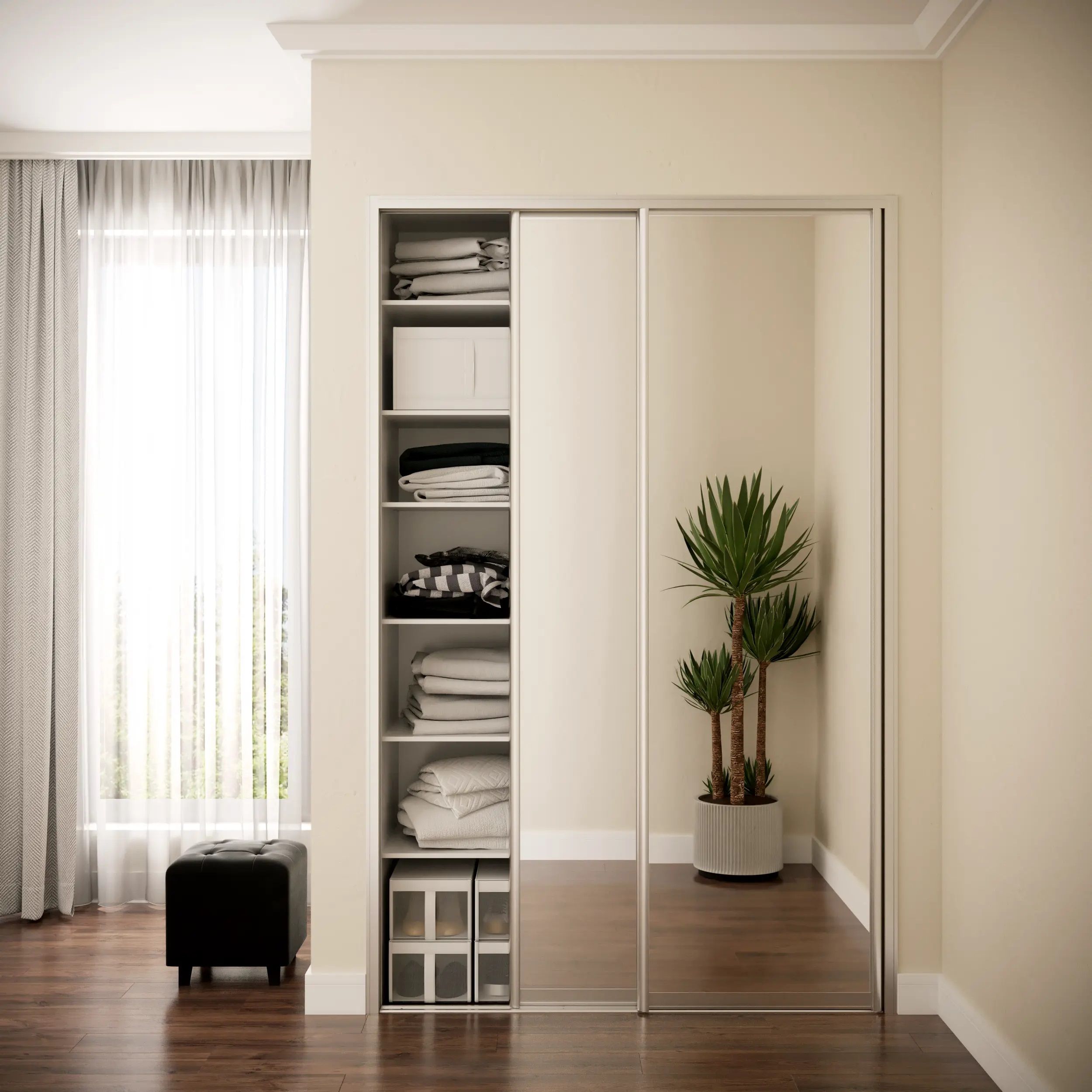 Дверь для шкафа-купе ДШК 904/2252 серебро С зеркало