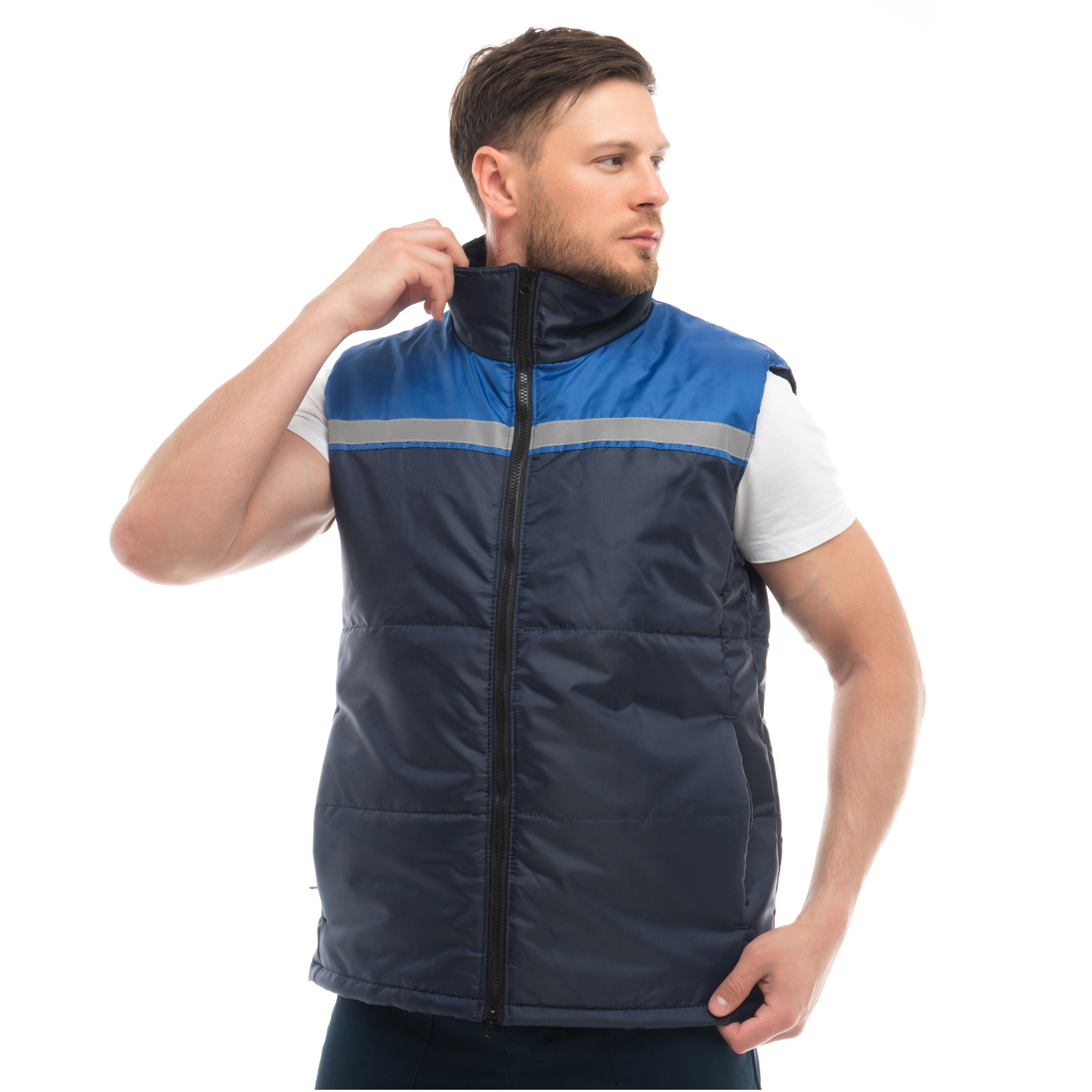 Жилет утепленный Мастер темно-синий с васильковым р.104-108/170-188