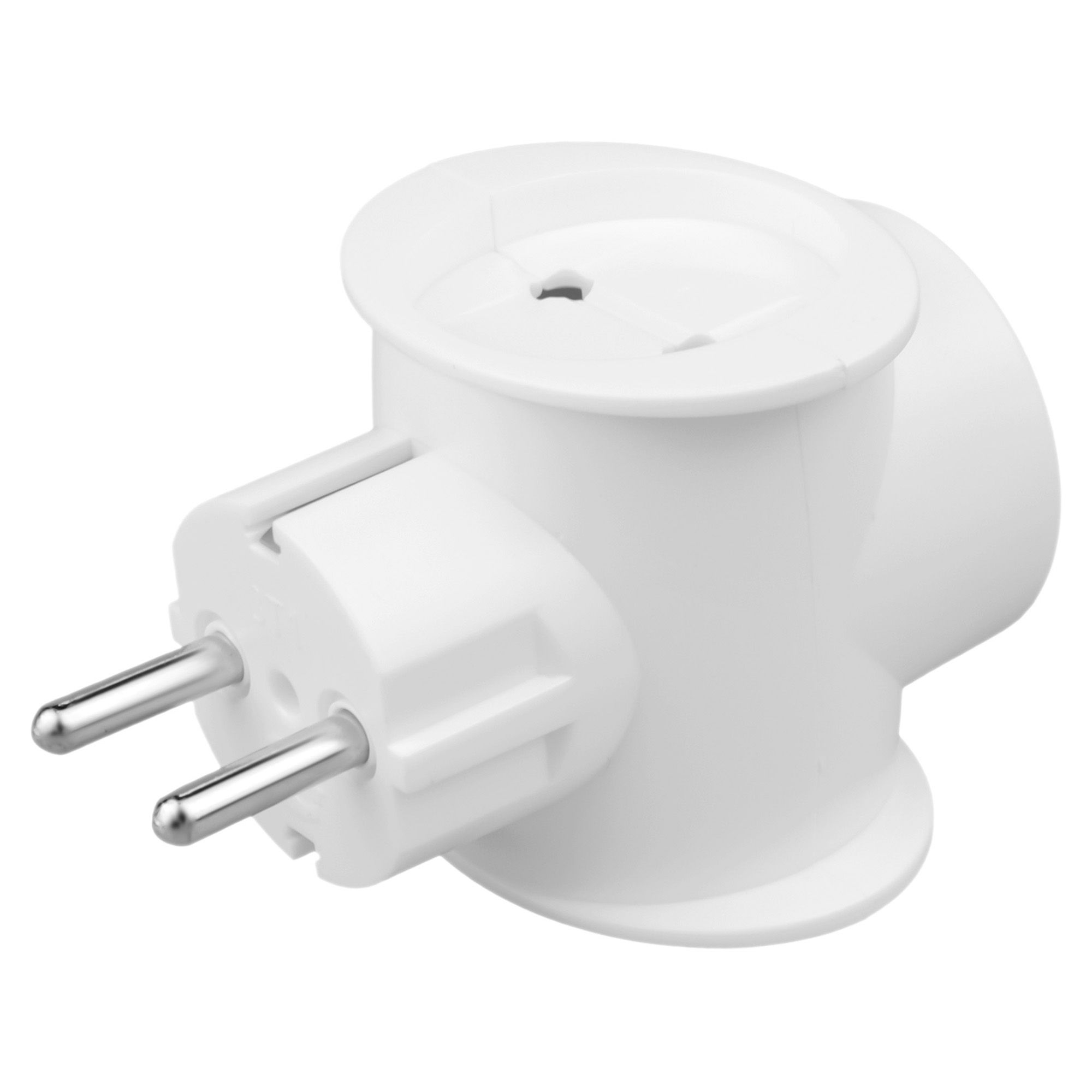 Тройник "TOKER" 3T1 250В 16А верхнее гнездо с/заз., большой (белый)