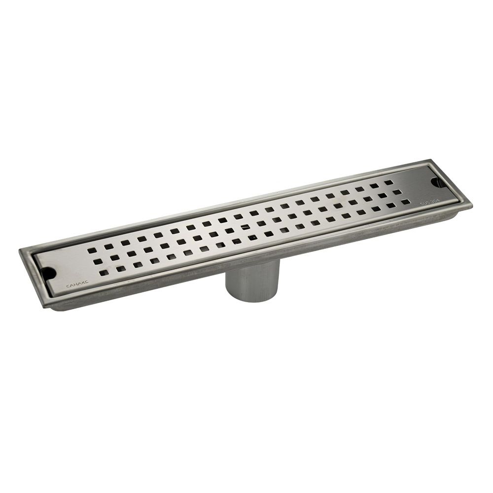 Трап линейный вертик спуск 50 мм 400х75 мм нерж