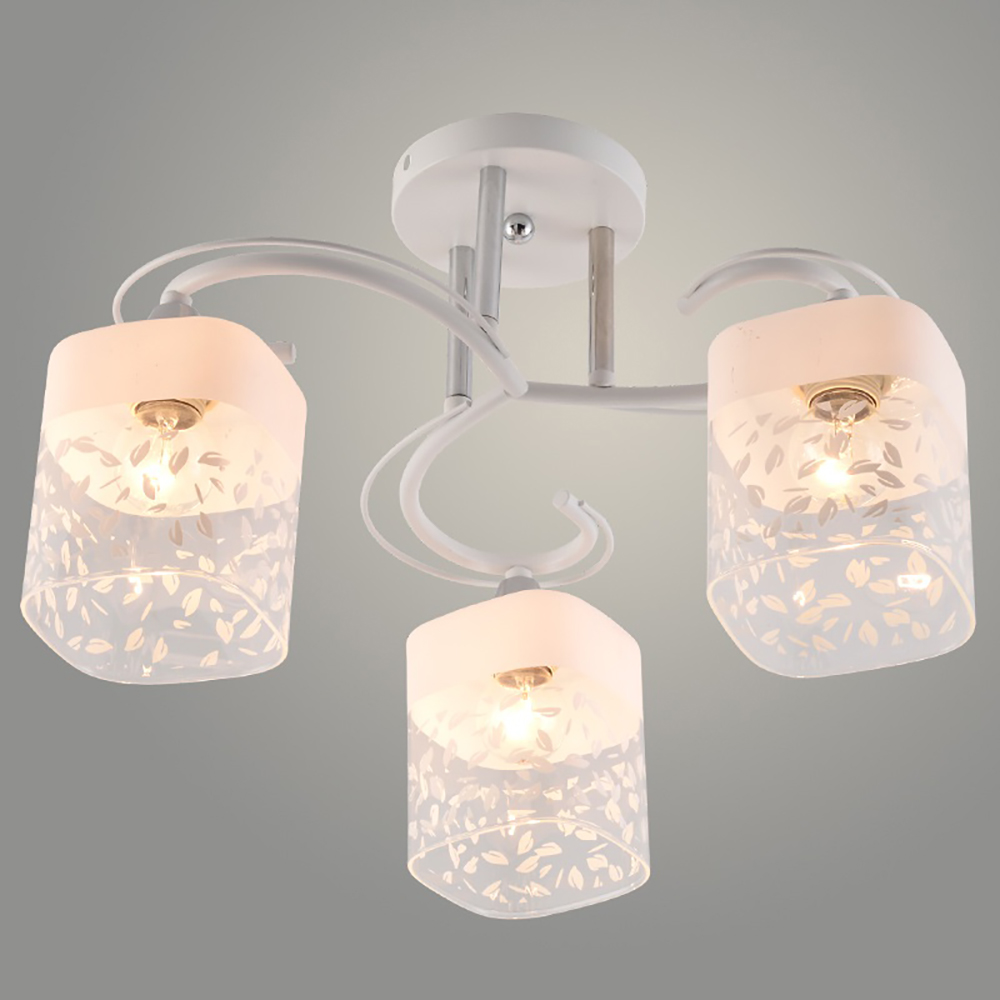 Люстра потолочная XA1520B/3 WH+CR белый/хром 3х60Вт E27 d450 h260, HN24