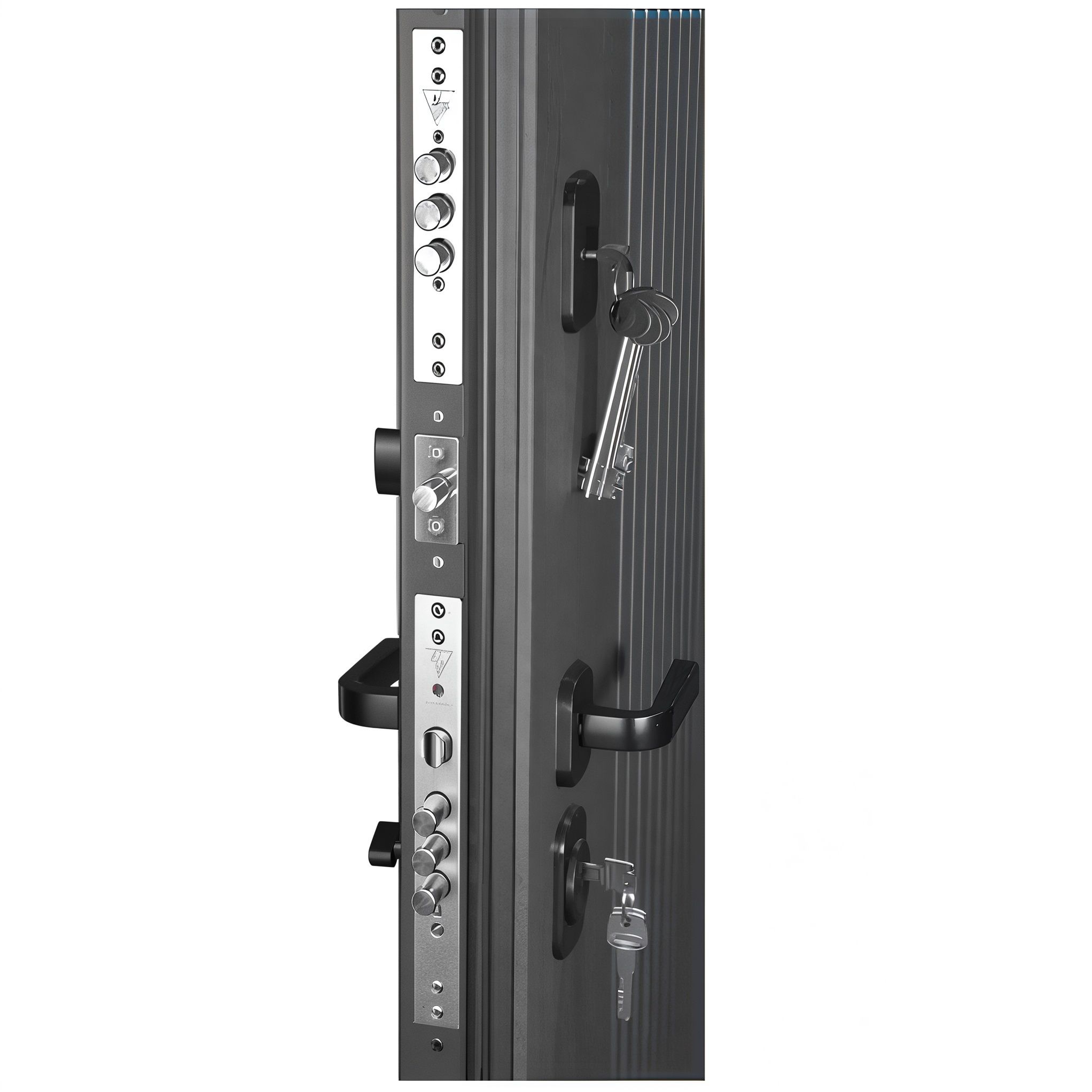 Дверь металл Рона бетон графит Бетон снежный Черный муар 860х2050 мм R