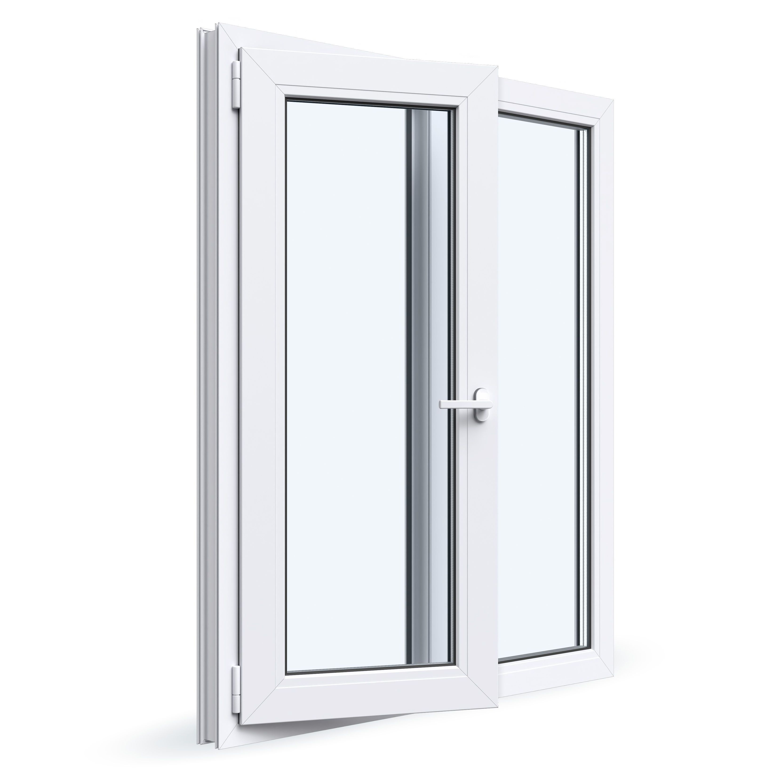 Окно ПВХ 1200х1100 двухстворчатое поворотно-откидное левое Ст-т 24 мм профиль Novoline 58 мм