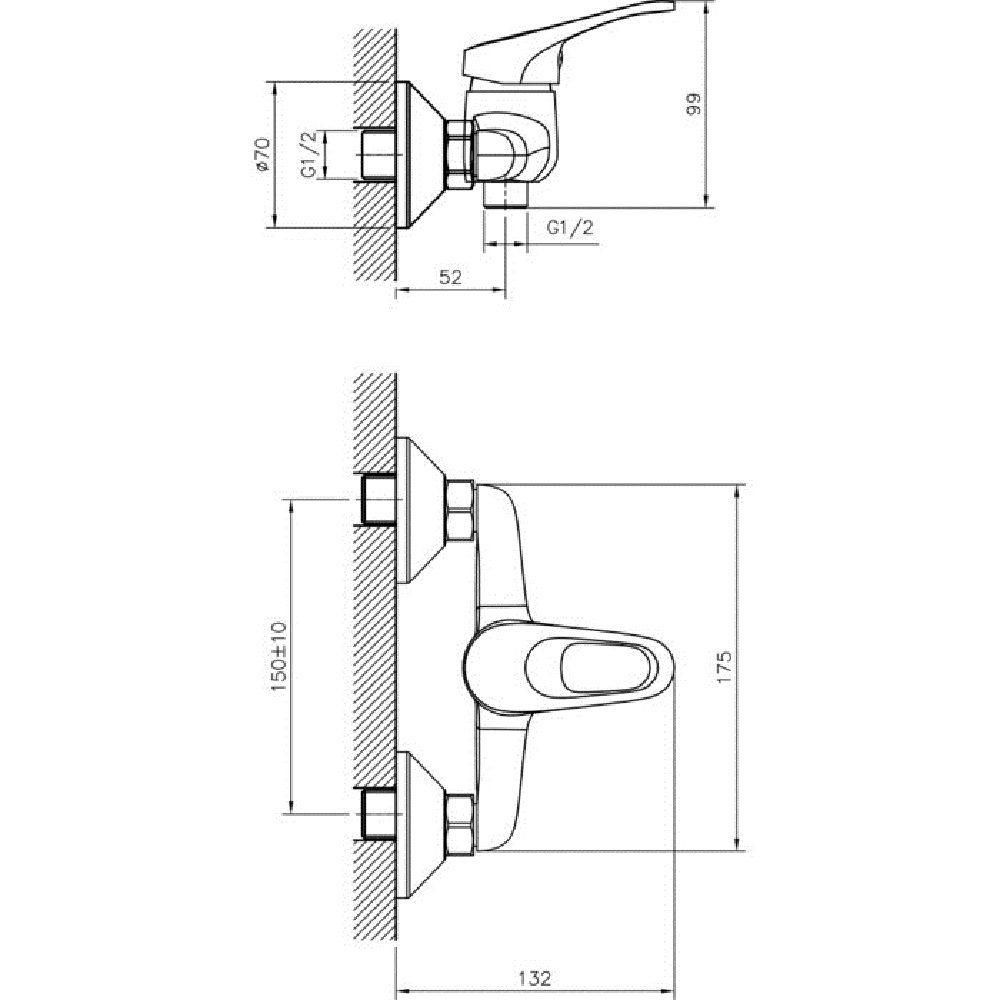 Смеситель для душа DR21055 однорычажный