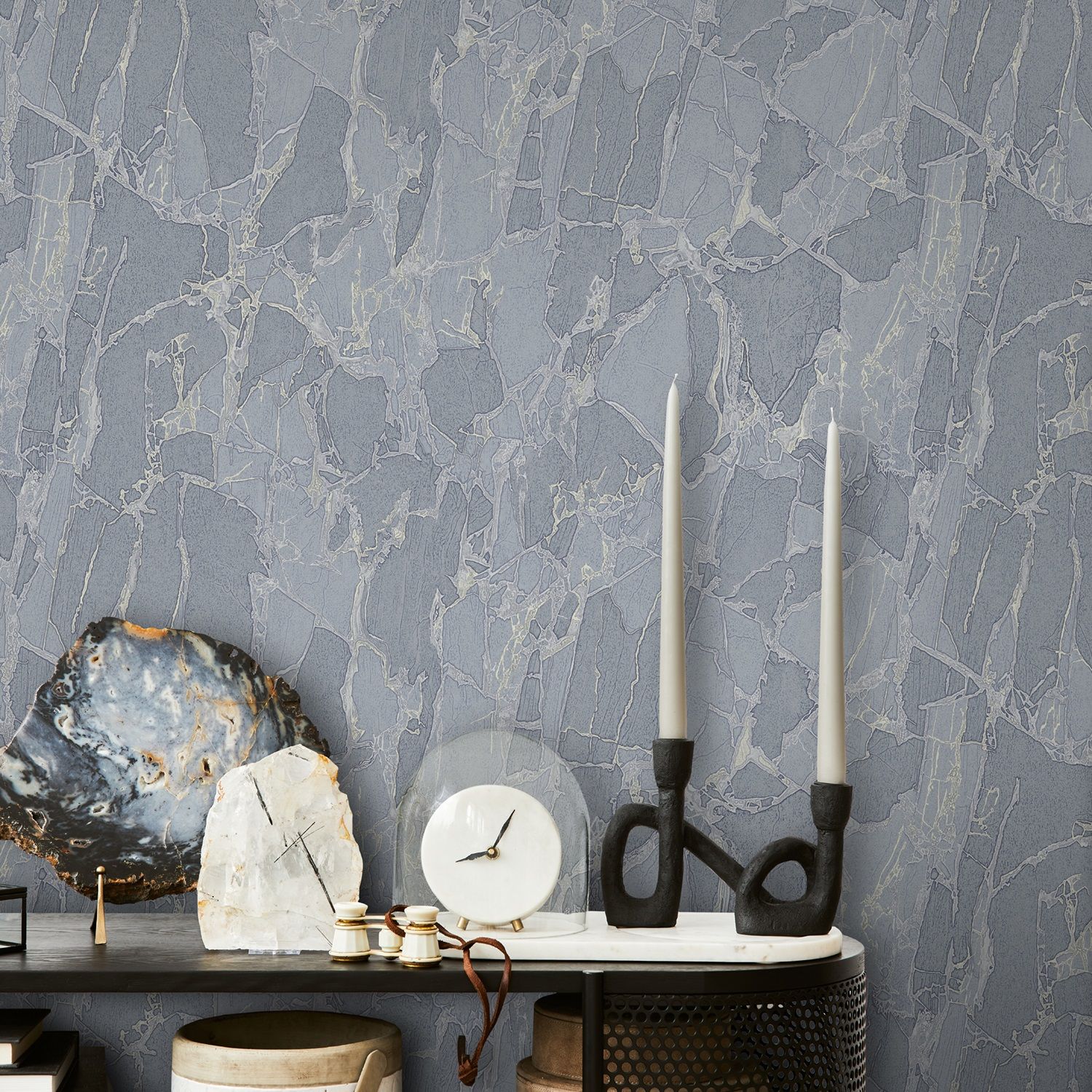 Обои Erismann Lava 60631-07 серые с золотом камень 1,06х10,05 м