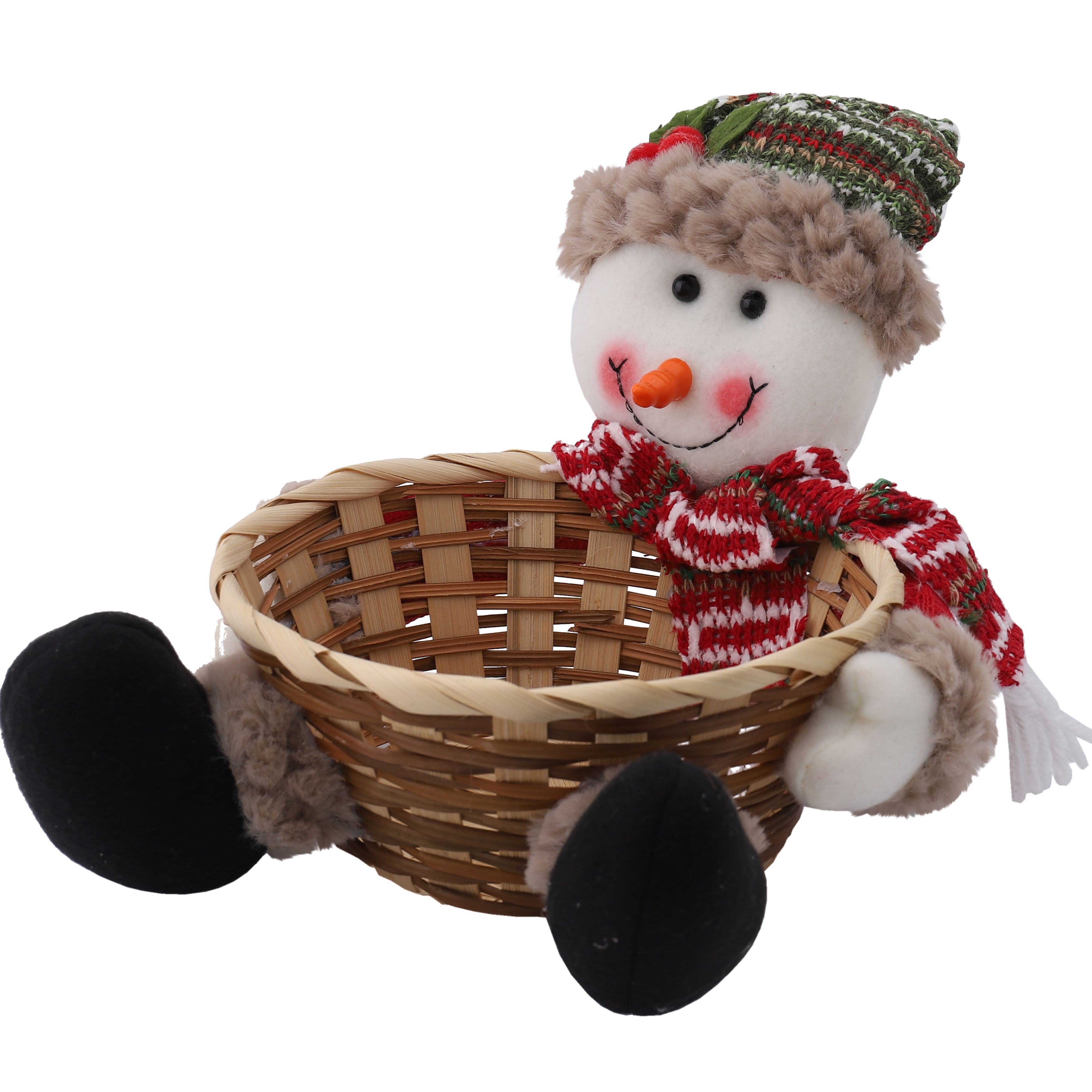 Фигура декоративная Снеговик с корзинкой 25х22х20 см 10922-3843