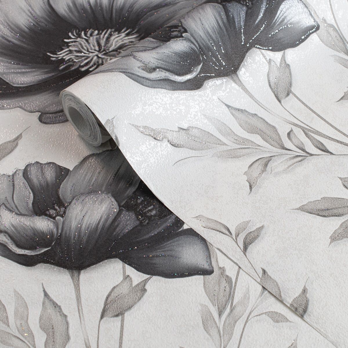 Обои Саратовские Салмон С14Ф Ф898 гр 3 06 черные цветы крупные маки 0,53х10,05 м