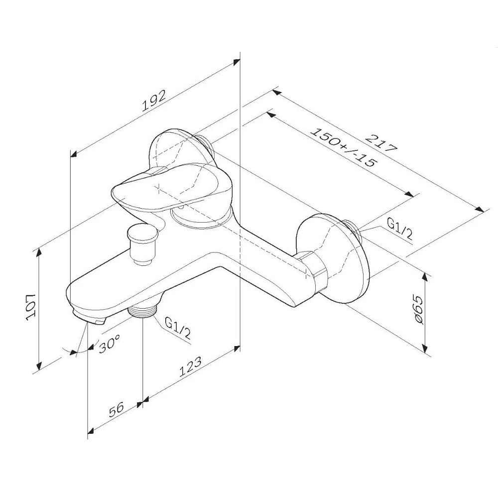 Смеситель для ванны AM.PM Sunny F85C10000 однорычажный короткий излив