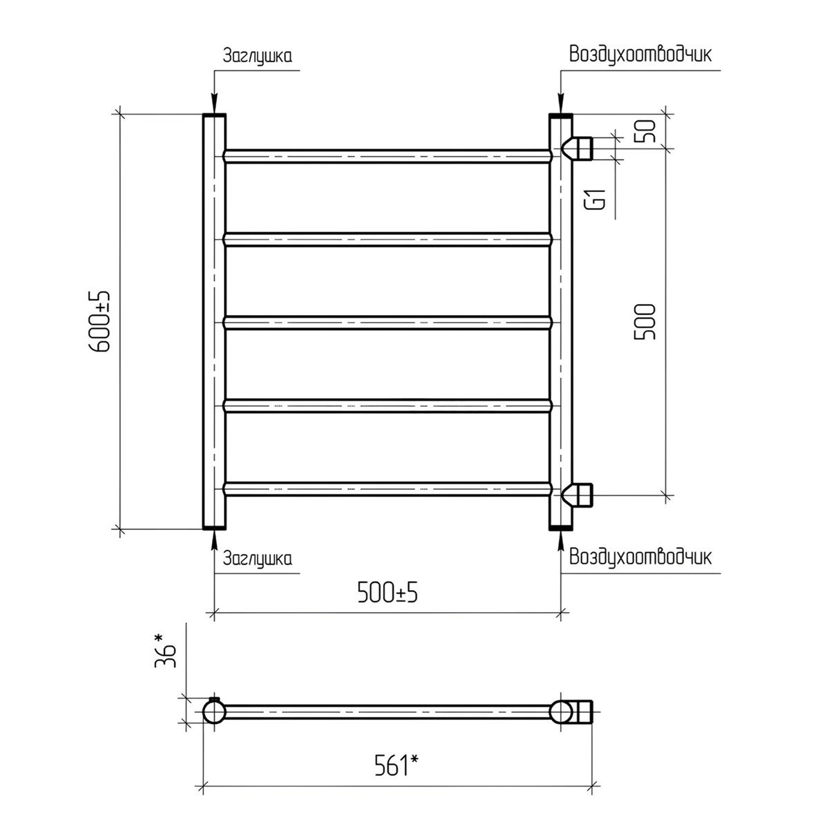 Полотенцесушитель водяной Классика 60х50 см