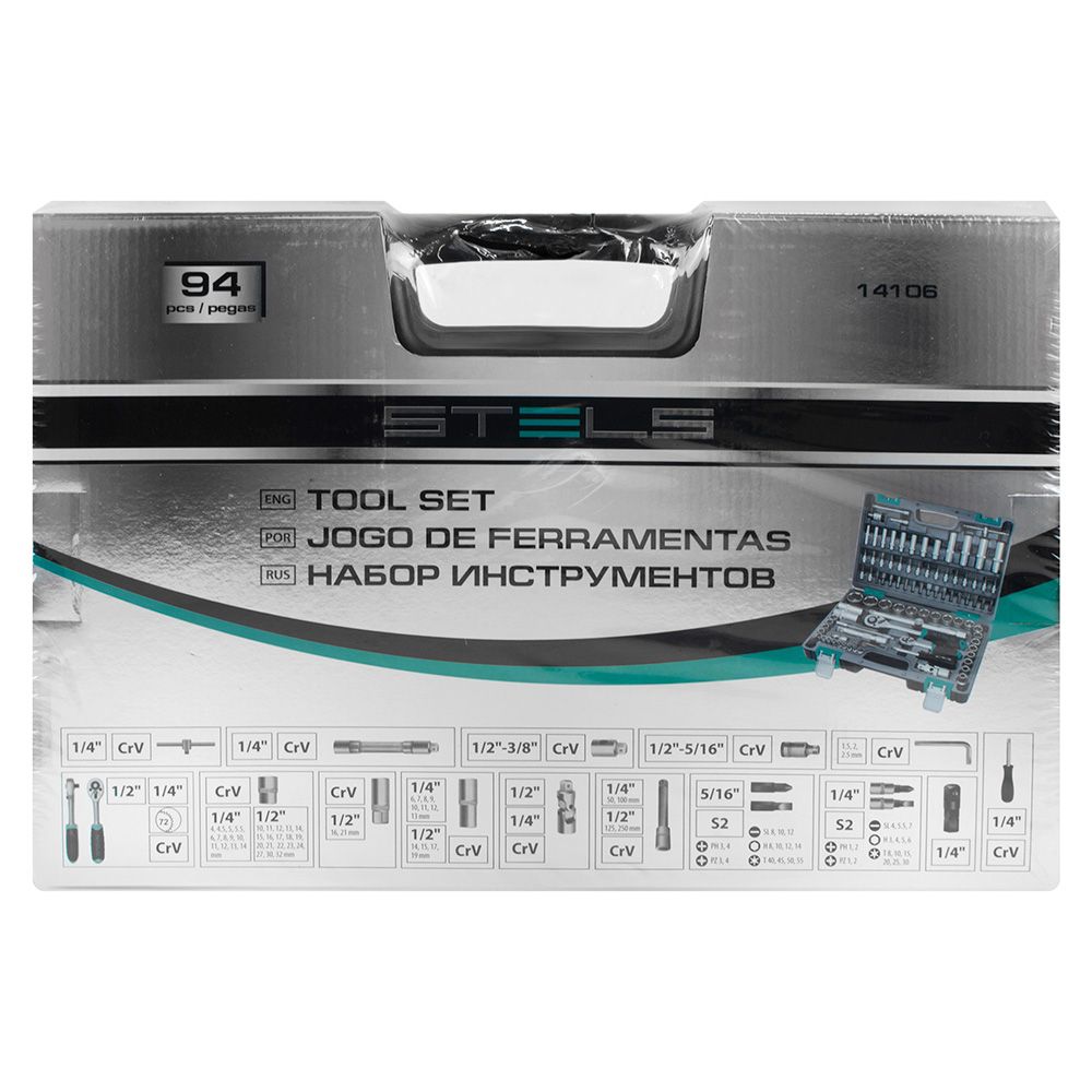 Набор инструментов 1/2", 1/4" 94 предмета Stels 14106