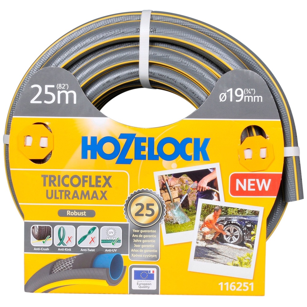 Шланг для полива ПВХ армированный 19 мм (3/4") 25 м 20 бар Hozelock Tricoflex Ultramax