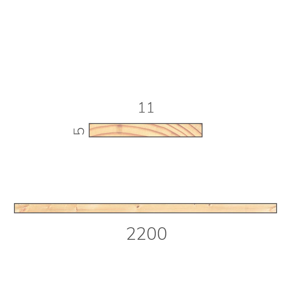 Рейка сращенная 5х11х2200 мм хвоя без сучков