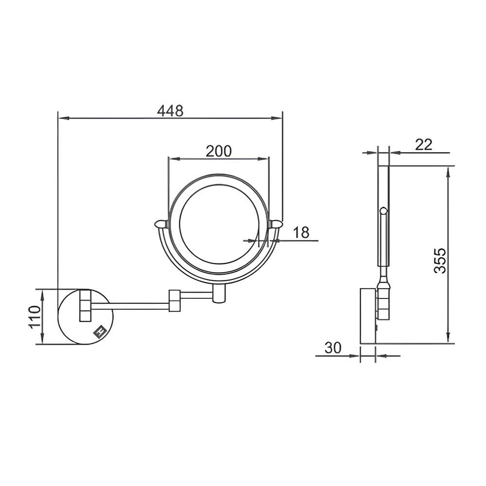 Зеркало с подстветкой увеличительное L6508D d200 мм