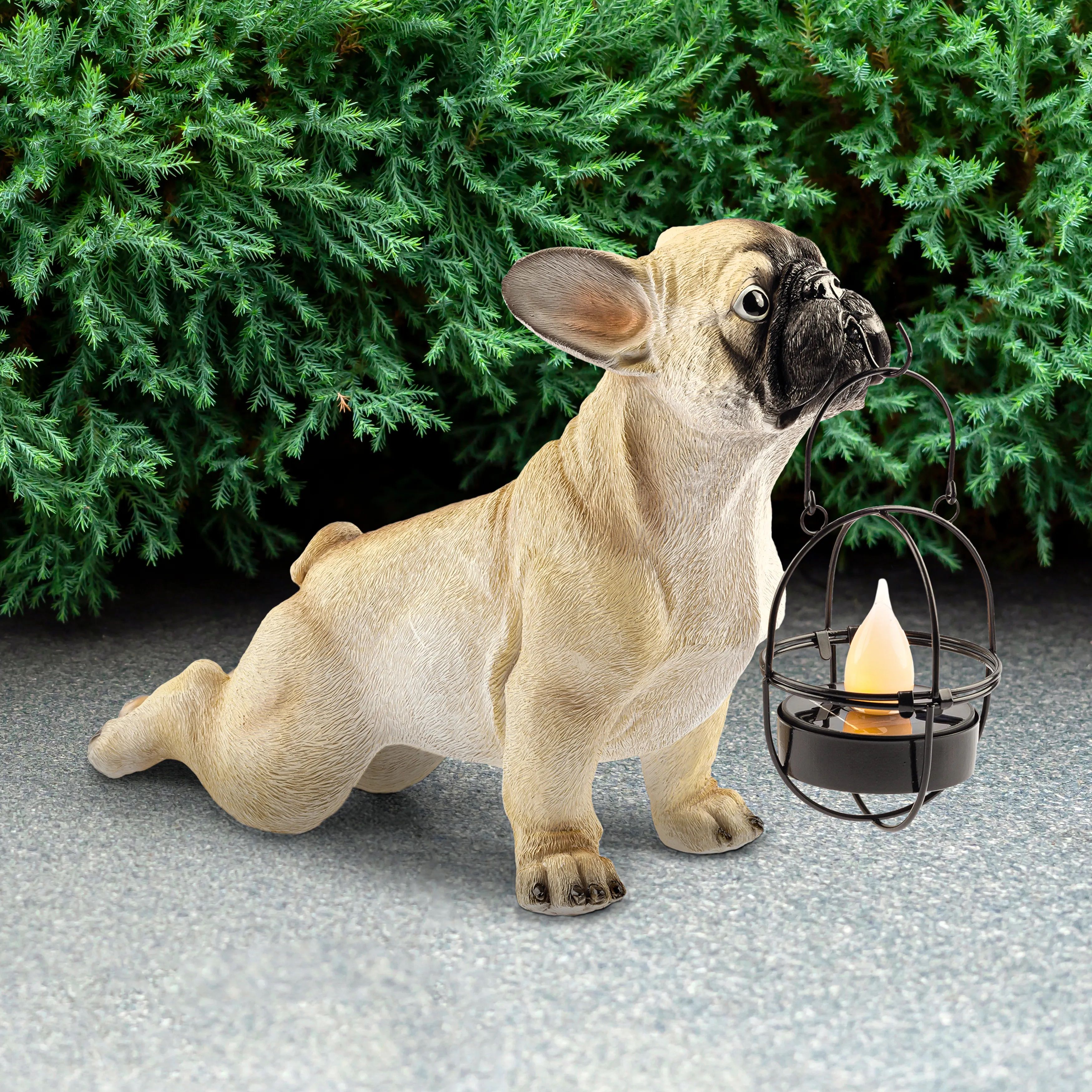 Фигура садовая Французский бульдог 33 см ЭРА ERASF22-04 светильник на солнечных батареях