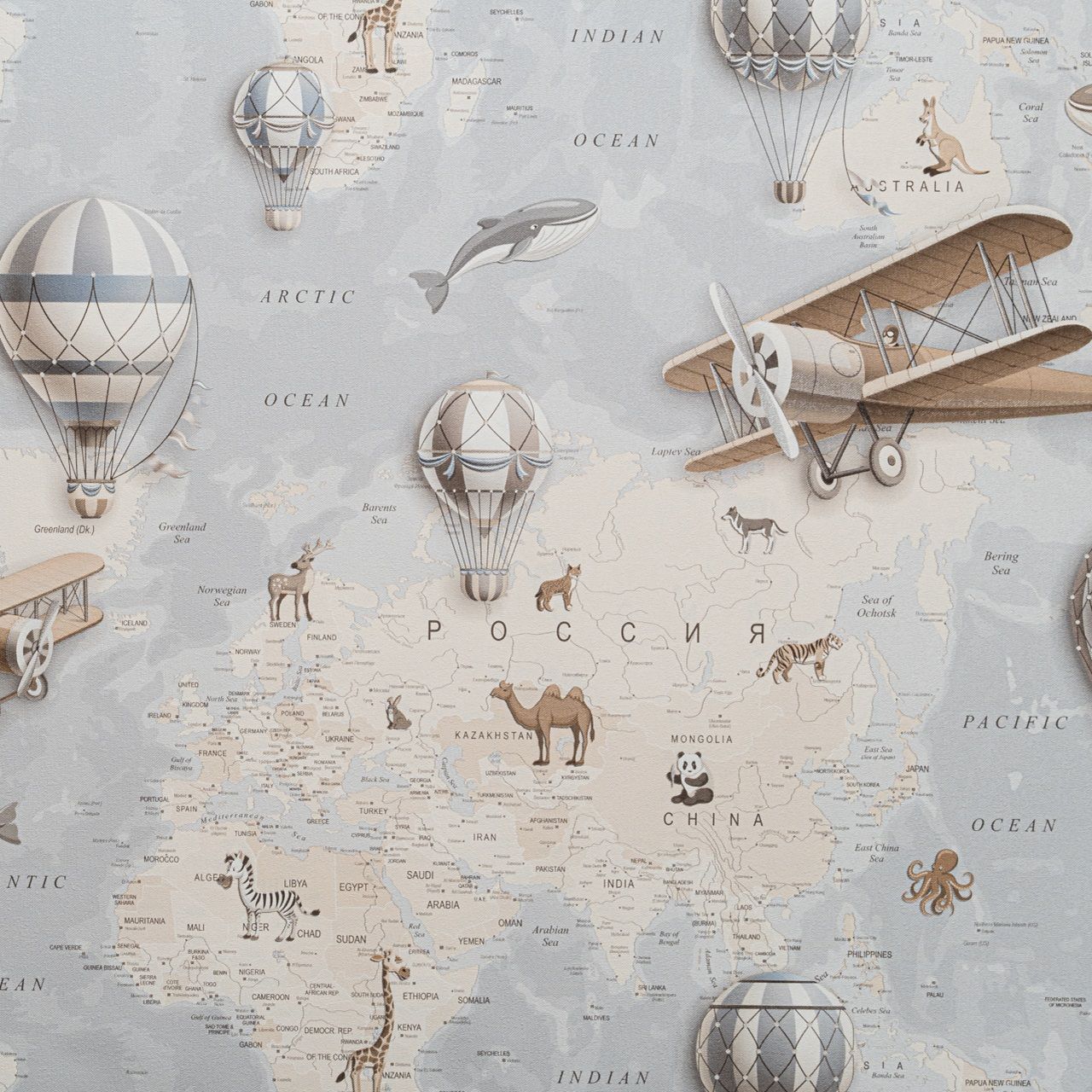 Обои Артекс Атлас 11119-02 серые карта 1,06х10 м