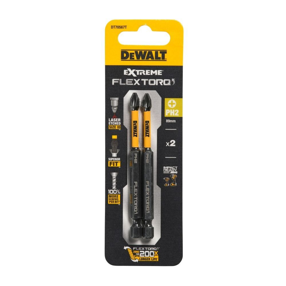 Бита ударная PH2х85 мм 2 шт Dewalt Impact Torsion DT70567T-QZ