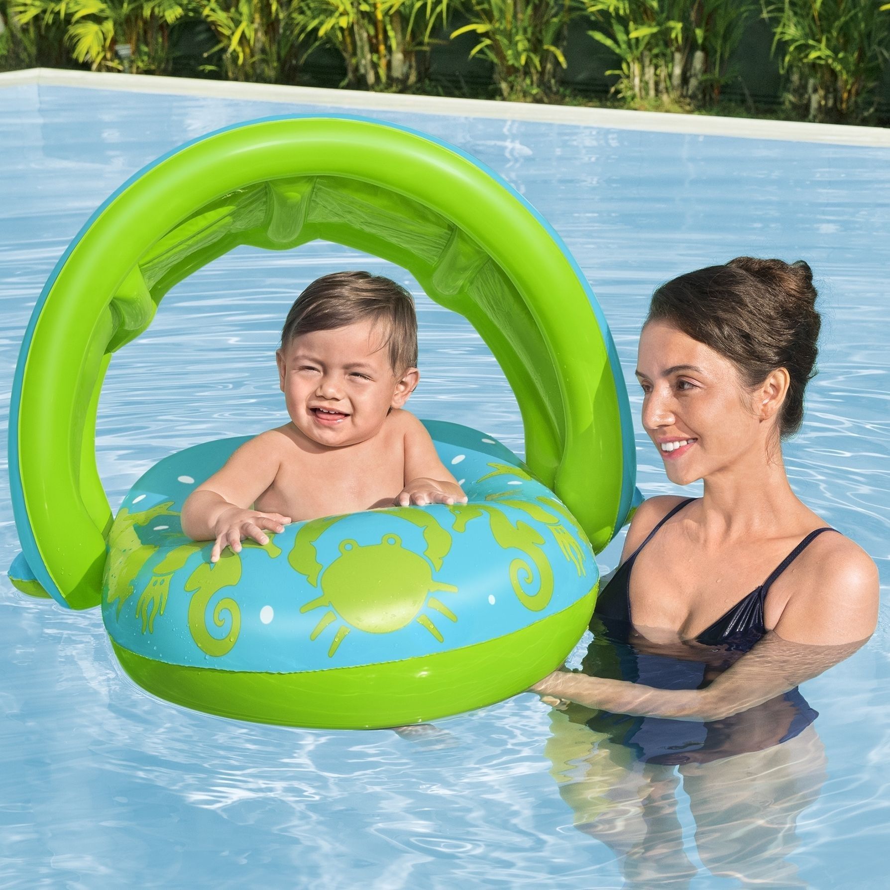 Круг для плавания с сиденьем 80х85 см 1-2 года Bestway Splash Star Shaded Baby 34091