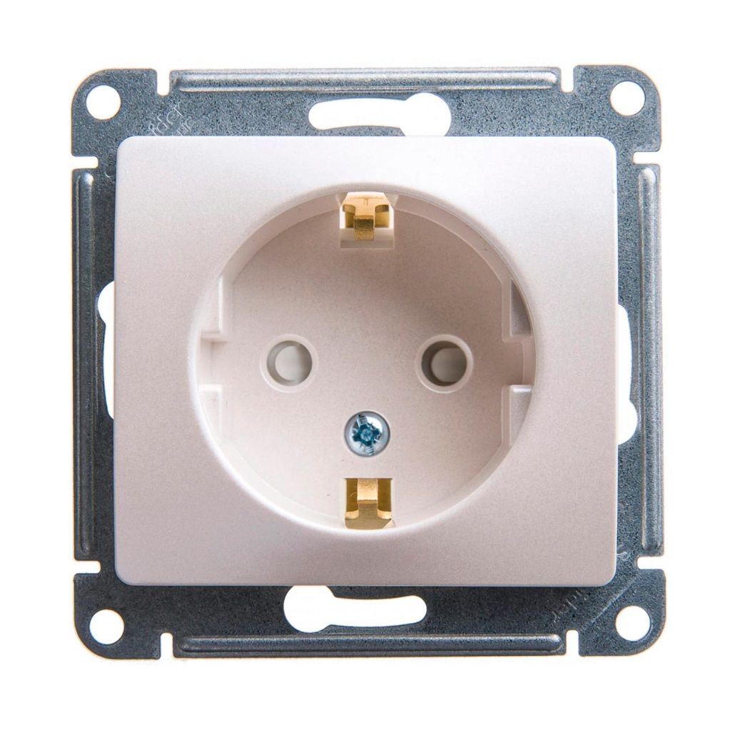 Механизм розетки 1-м СП Glossa 16А IP20 с заземл. перламутр