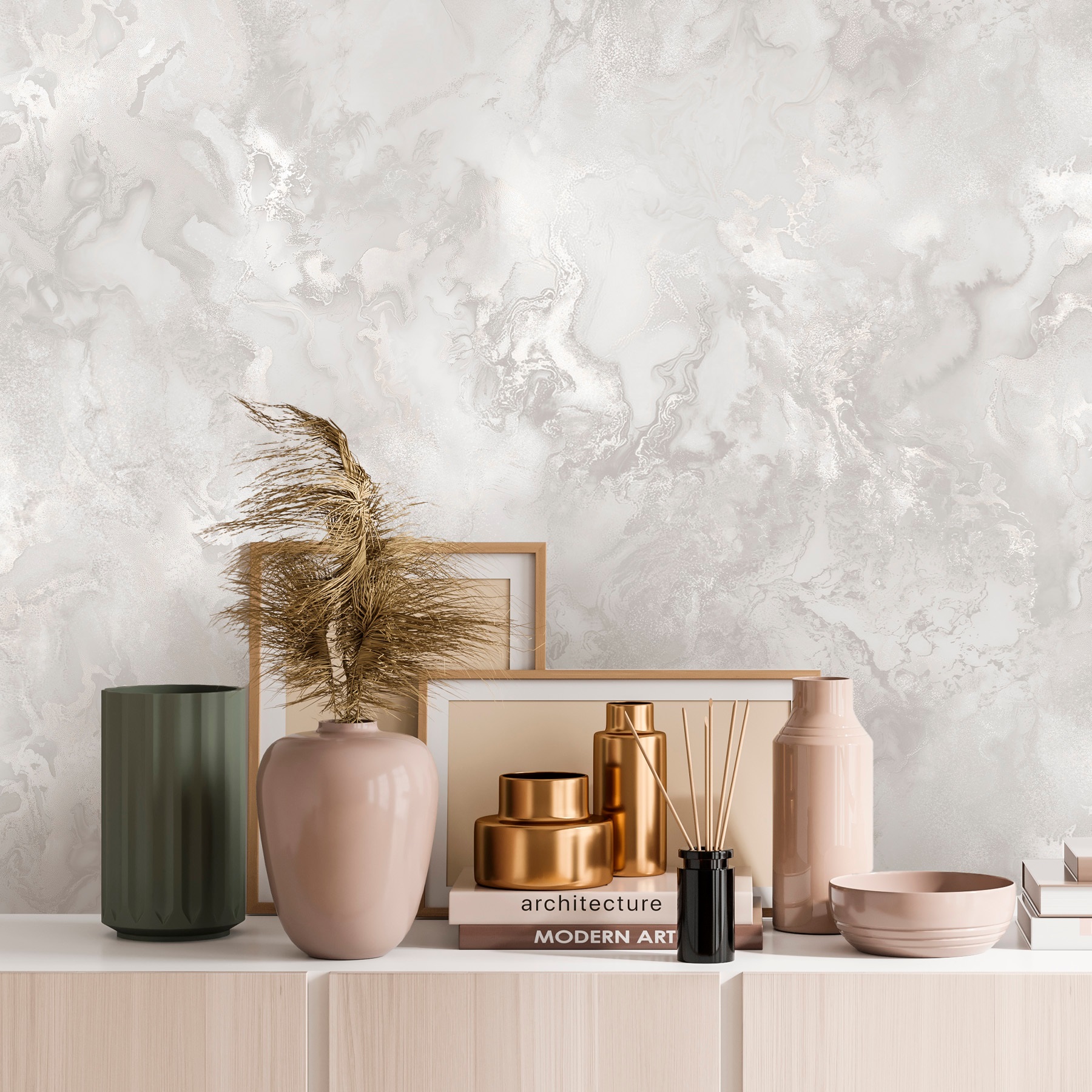 Обои Victoria Stenova Killian 585826 пудровые мрамор 1,06х10,05 м