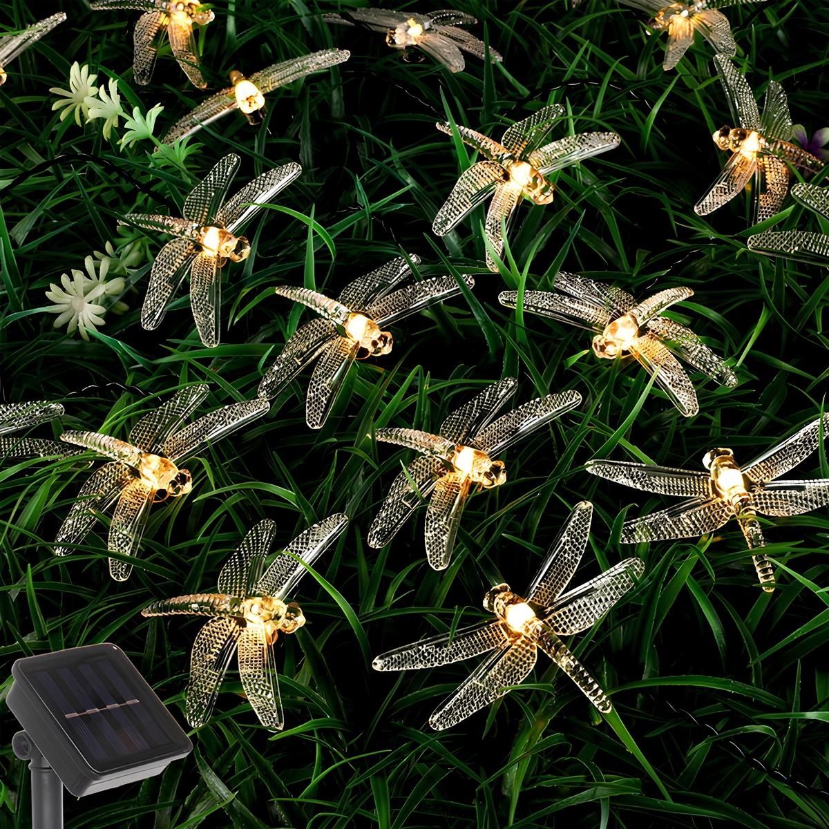 Гирлянда уличная Стрекоза 20LED теплый белый 3 м черная 2 режима IP55 солнечная батарея