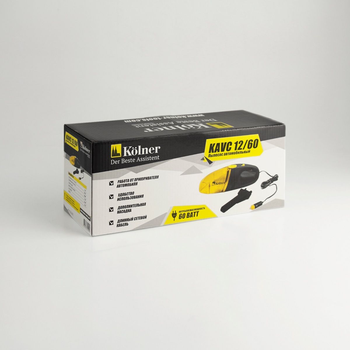 Пылесос автомобильный, напряжение в сети 12В, мощность 60Вт Kolner KAVC 12/60