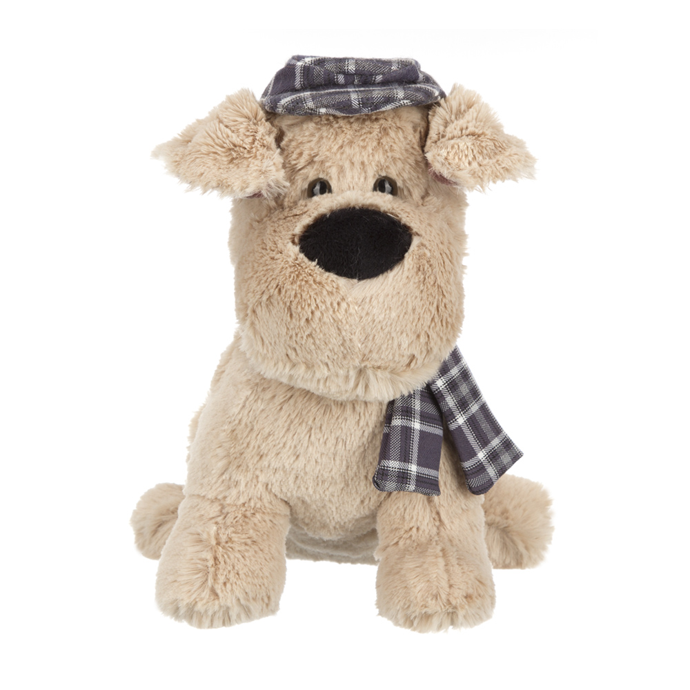 Игрушка мягкая Relana Собака бежевая в кепочке и шарфике 25 см