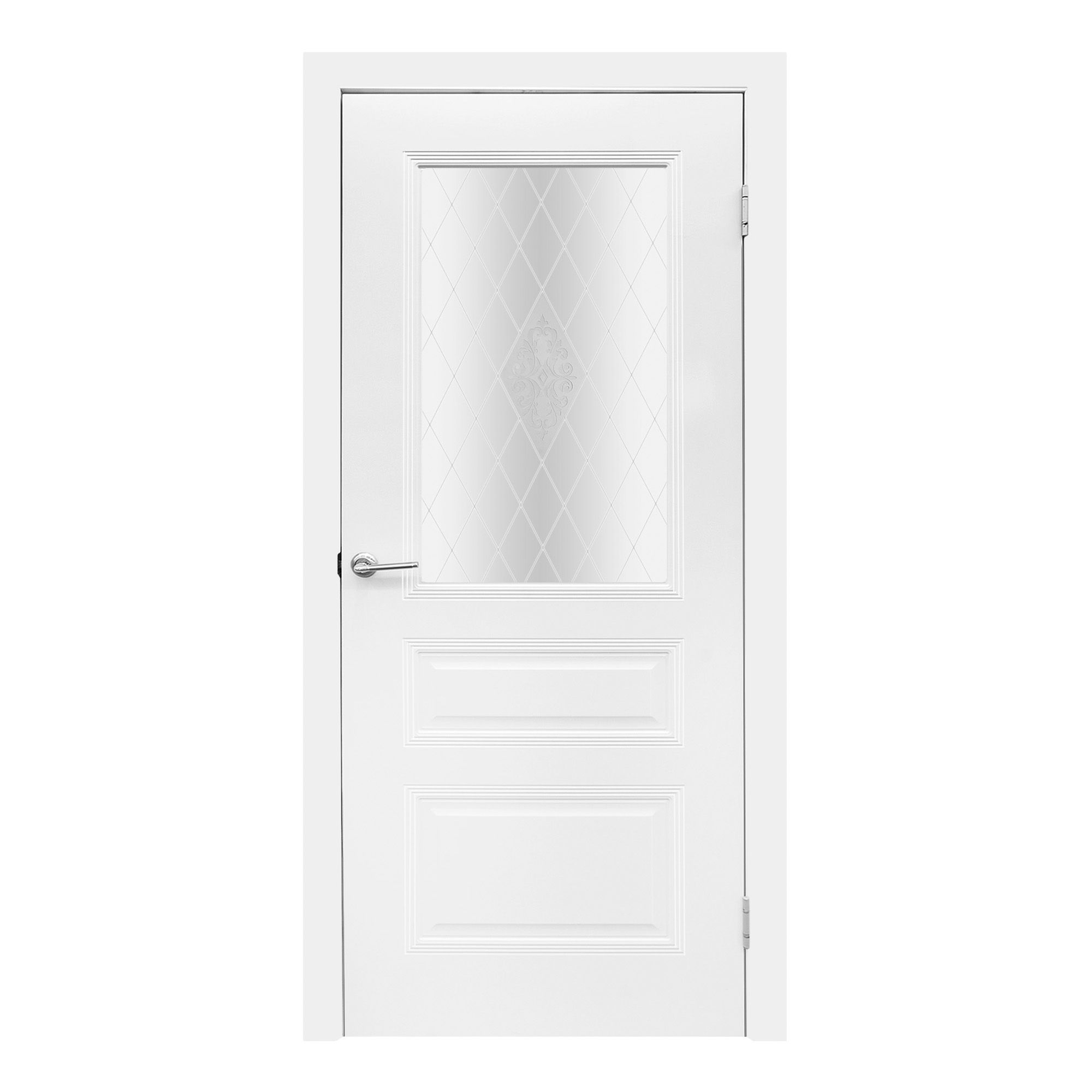 Полотно дверное ДО1 Трио Грейс 2 В1 700мм белое стекло без патины