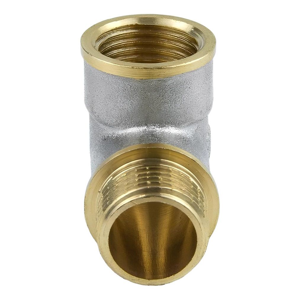 Угольник латунь никель с ребордой 1/2" ВР/НР