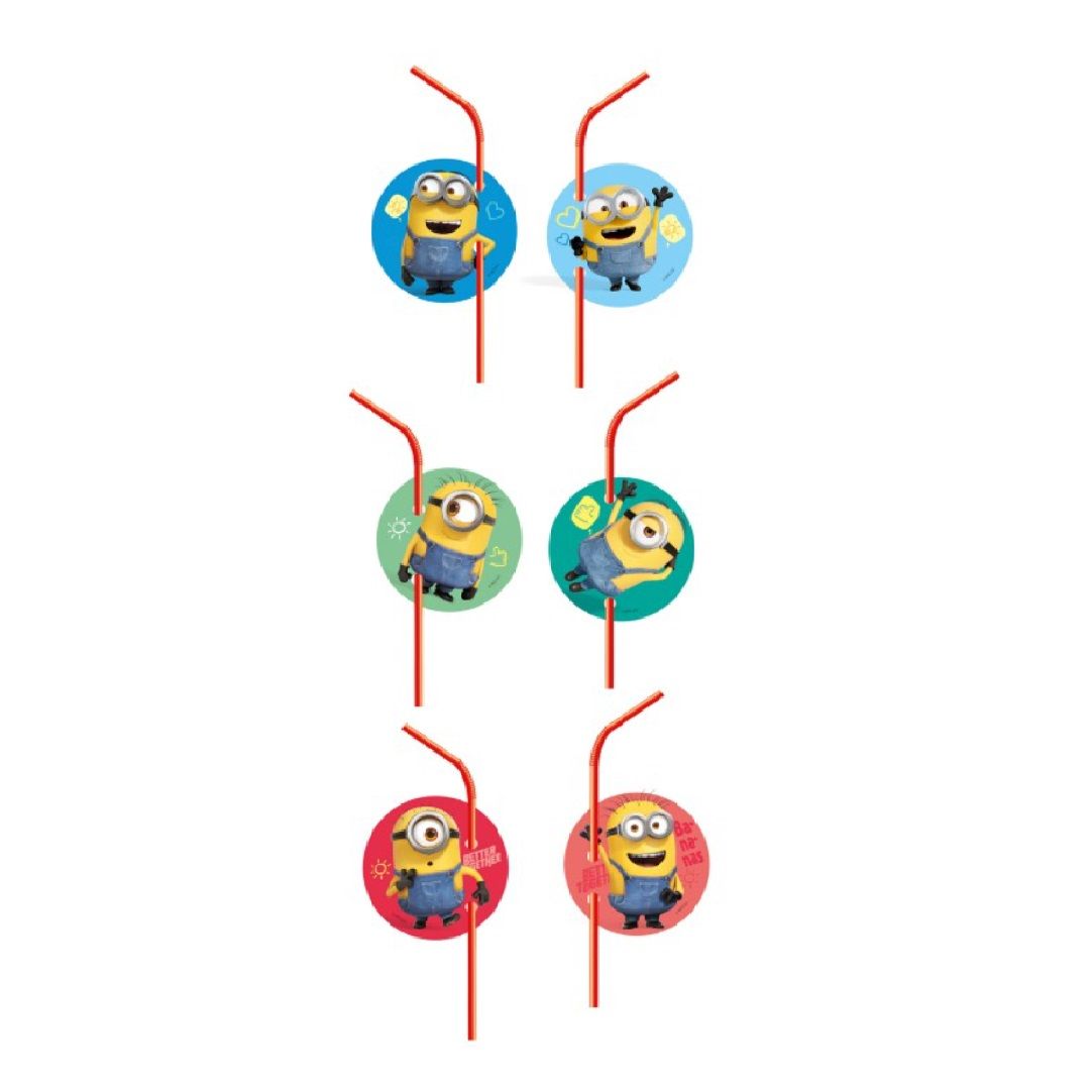 Набор трубочек для коктейля Minions 2 6 шт 3D дизайн