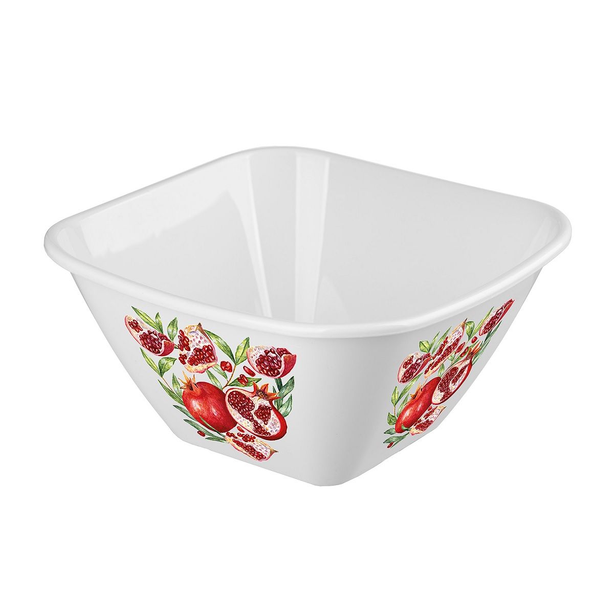 Миска квадратная Bergamo 2 л с декором белая