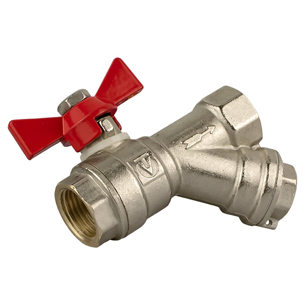 Кран шаровой с фильтром 1/2" ВР/ВР бабочка Valtec