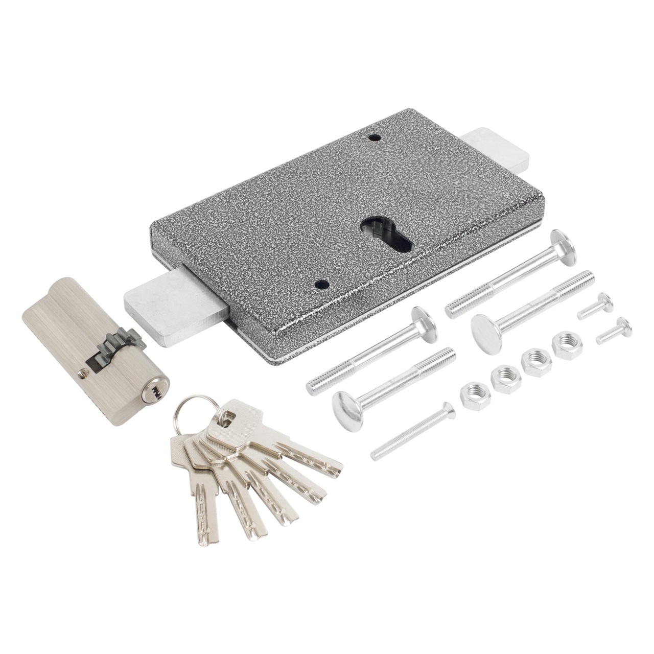 Замок накладной гаражный цилиндровый Аллюр ЗГЦ серебро