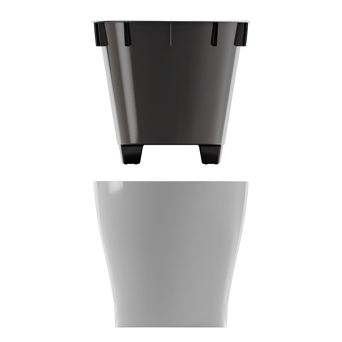 Горшок цветочный Лея серый 4 л овальный двойной с автополивом