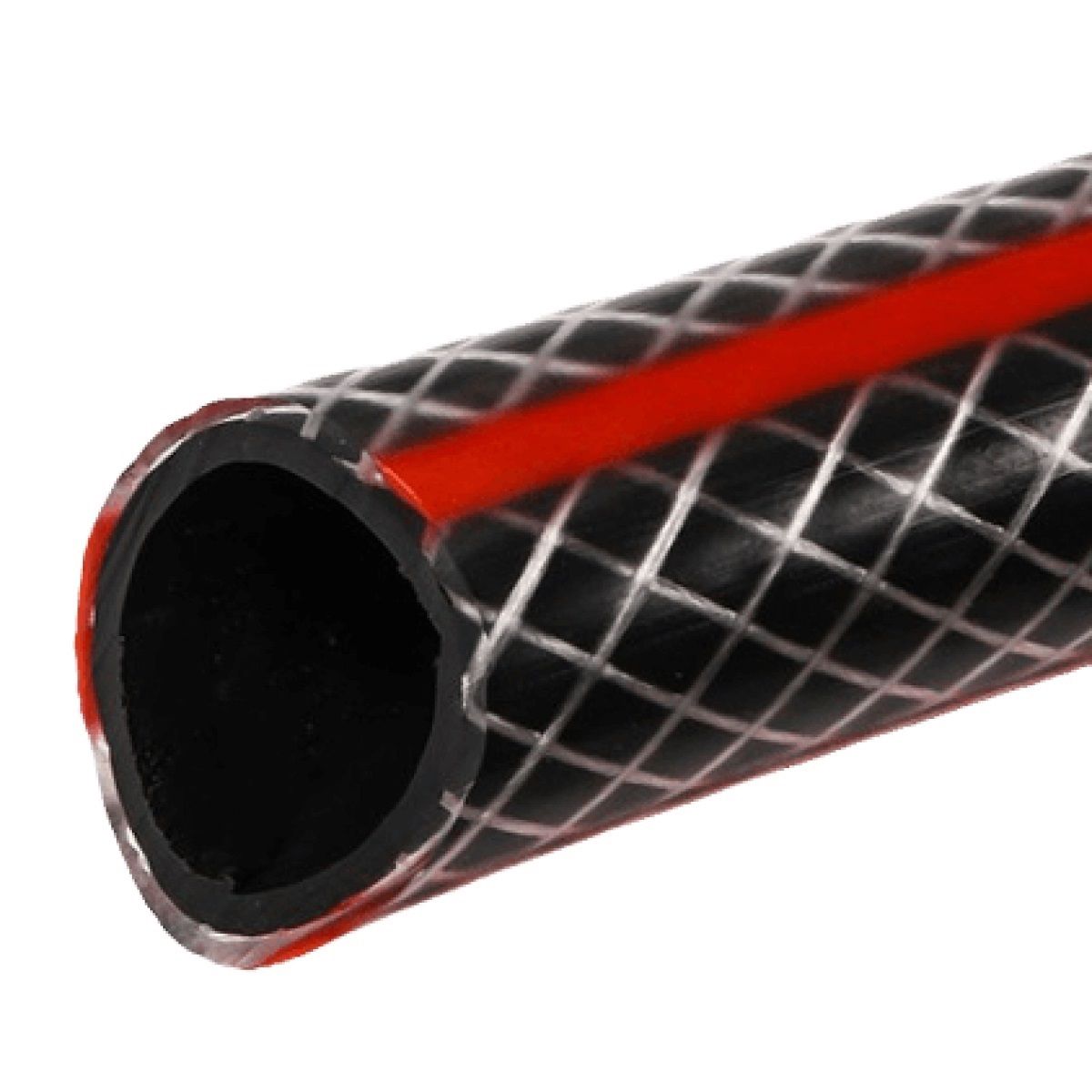 Шланг пищевой ПВХ армированный 15 мм (1/2") 25 м 25 бар усиленный премиум черно-красный Вихрь