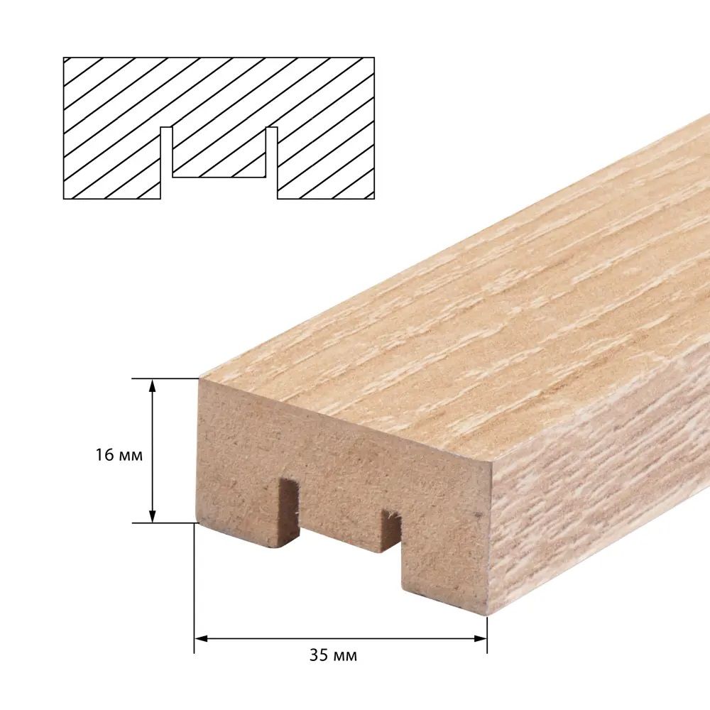 Рейка МДФ интерьерная 2700х16х35 мм Дуб сонома