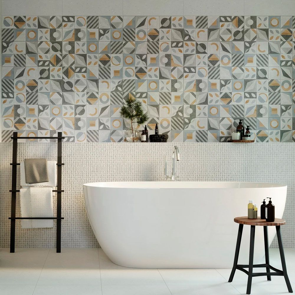 Плитка настенная Gracia Ceramica Supreme grey mosaic wall 02 25х60 см серая 1,2 м2