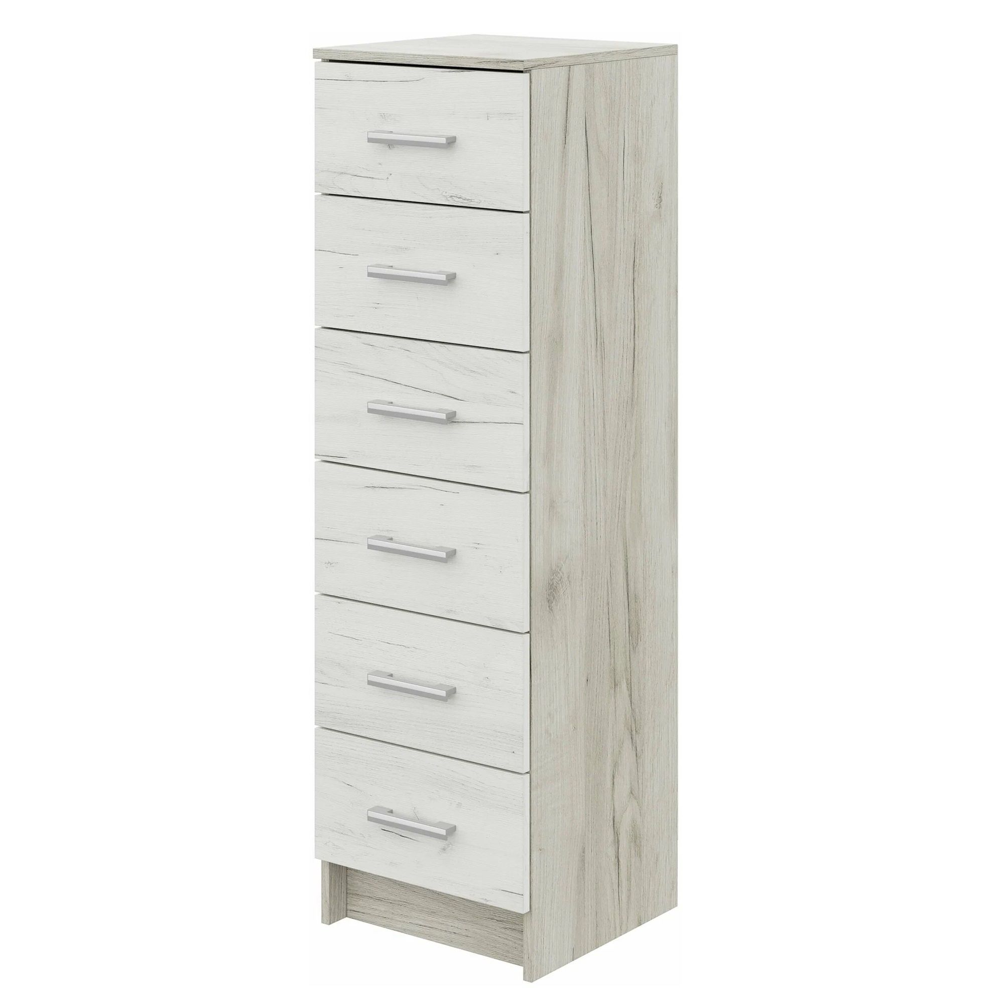 Комод Гармония КМ 602 400х1345х410 мм 6 ящиков Дуб Крафт белый/Дуб Крафт серый