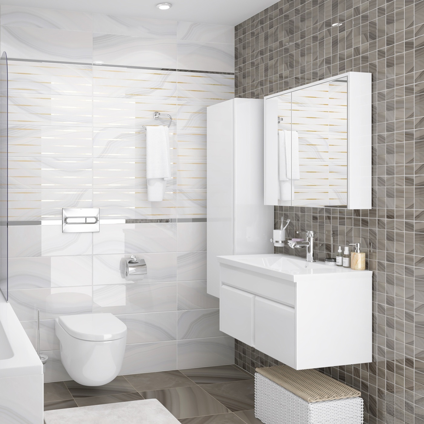 Декор Laparet Agat Lines 20х60 см белый