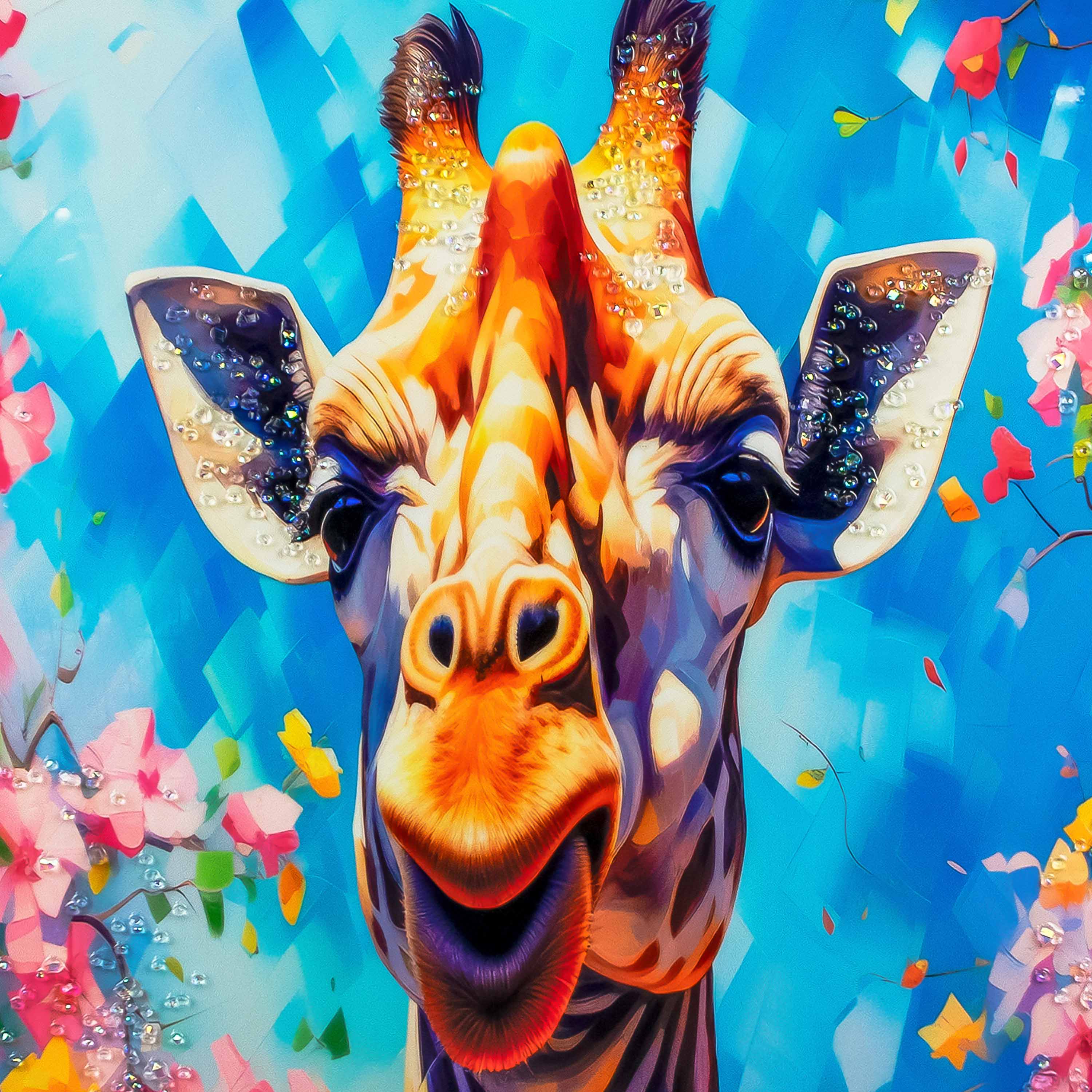 Картина интерьерная со смолой Жираф в цветах 50х70 см 2024-4972