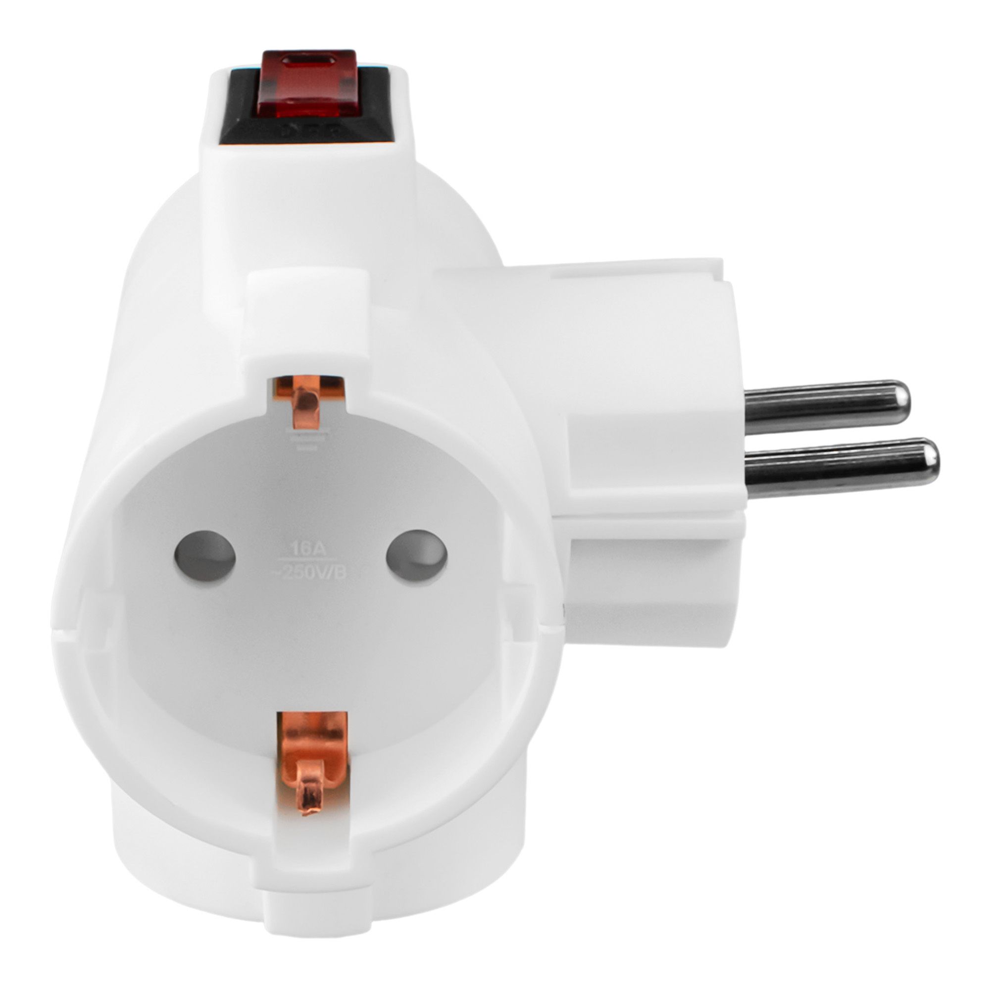 Разветвитель сетевой с защитой и с выключателем  3 розетки 16А,  мощность 3500Ватт, S-GES3-16TR Uniel