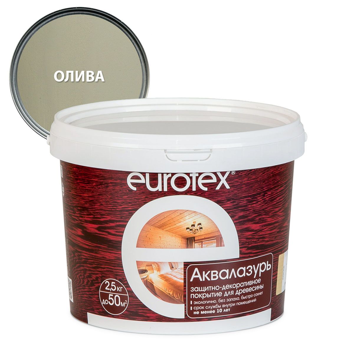 Лак акриловый Eurotex Аквалазурь олива 2,5 кг