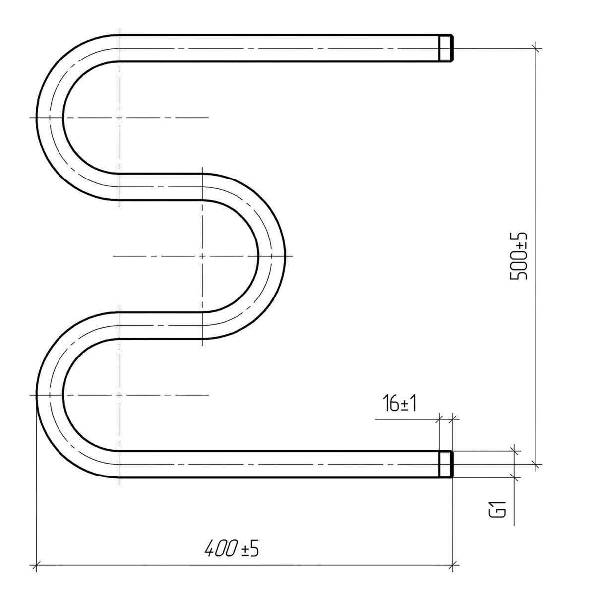Полотенцесушитель водяной М-образный ПСВ-05-01 50х40 см