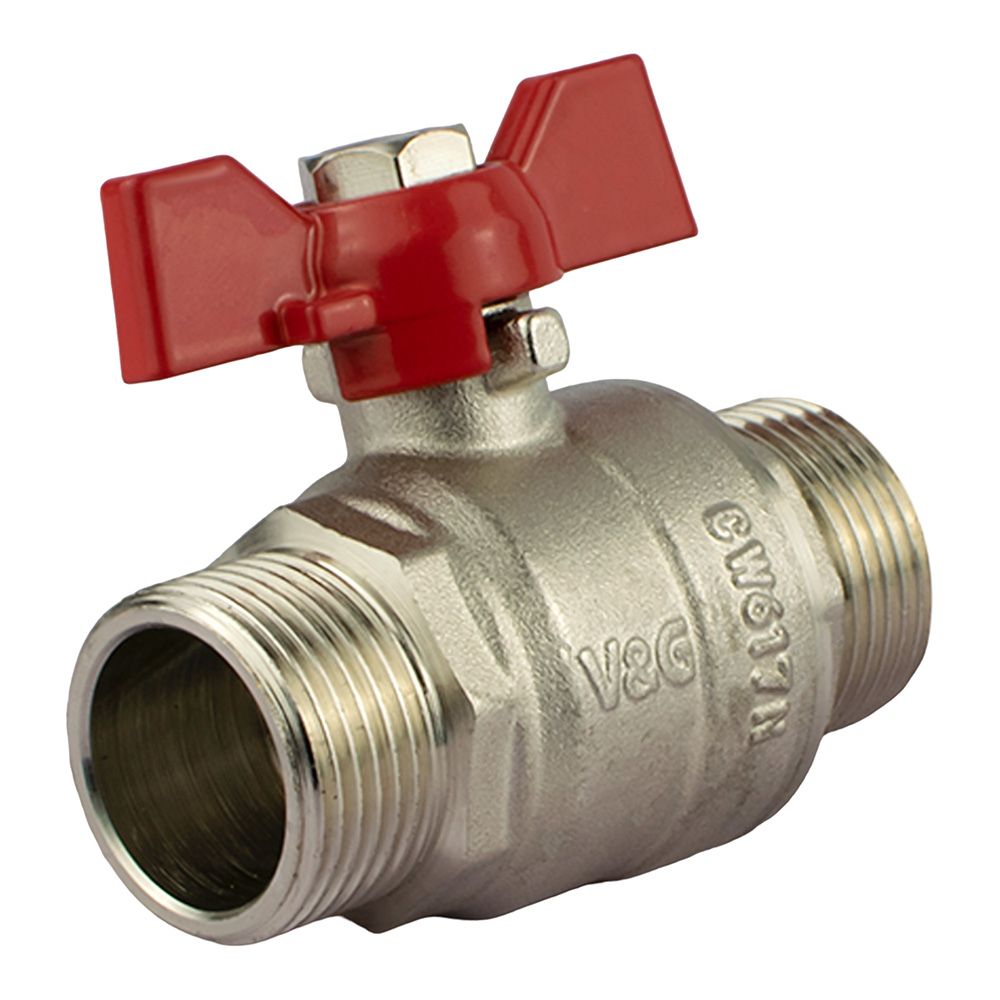 Кран шаровой никель 3/4'' НР/НР бабочка полнопроходной 1005 PN30