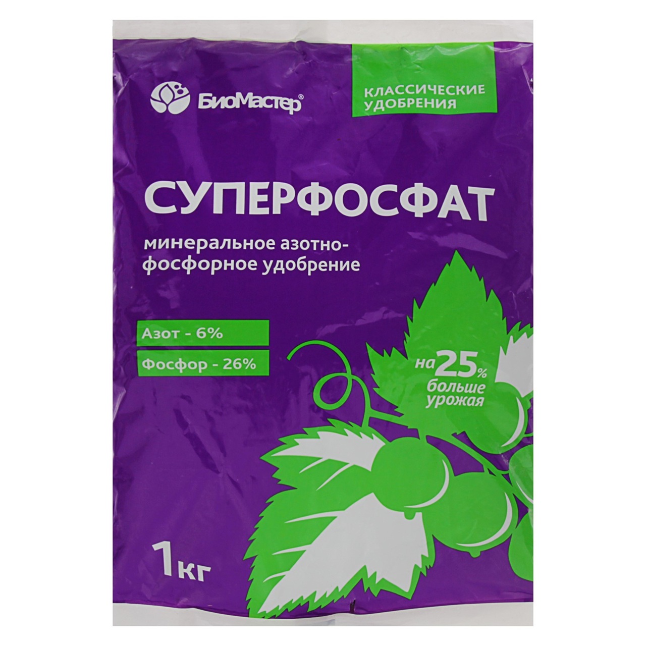 Удобрение универсальное минеральное БиоМастер Суперфосфат 1 кг