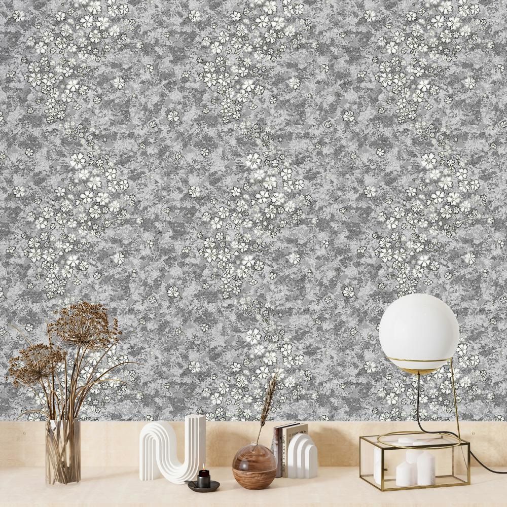Обои TM Decolor Лютик-Н С6 Д1017 гр 5 07 серые цветы мелкие 0,53х10,05 м
