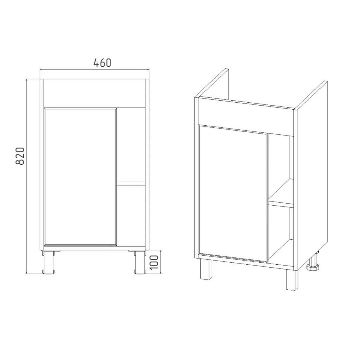 Тумба Бостон 1 ств графит под раковину Como 50
