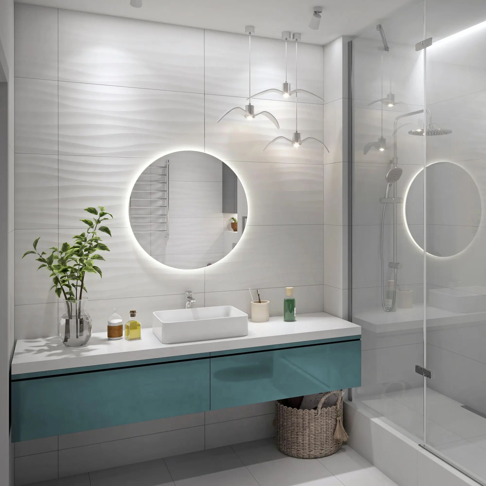 Керамогранит Global Tile Princess GT40805853MR 40х80 см белый волна 1,6 м2